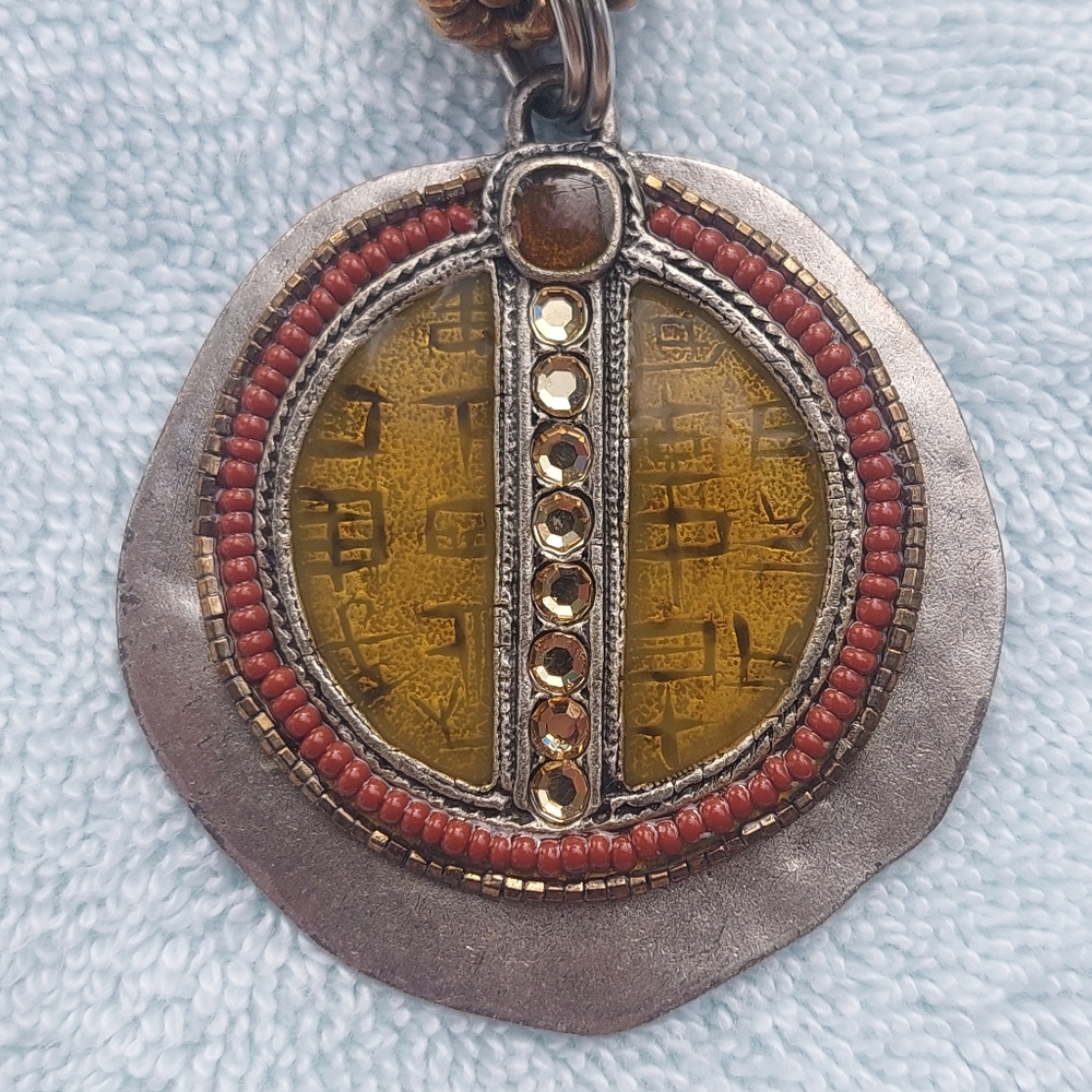 Vintage Chicos Statement Necklace Folk Art Multistrand Adjustable Silver - Picture 9 of 9